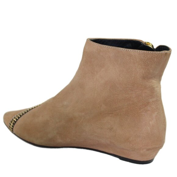 Giuseppe Zanotti Beige Nubuck Leather Exposed Gold Accent Zipper Ankle Boot, 36 - Picture 6 of 10